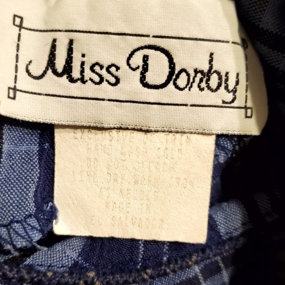 Miss Dorby Plaid Midi Dress Blue Smocked Waist Vintage 90s Cottagecore 6P - Picture 7 of 8